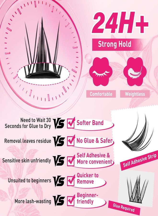 برو لاش بيوتي رموش برولاش بيوتي ذاتية اللصق، رموش فيري لاش كلسترز، رموش ذاتية اللصق، لا حاجة للغراء، رموش 10-16 مم، رموش ملصقة مسبقًا مع ملقط مضاد للالتصاق (فيري، مزيج 10-16 مم) - Image 3